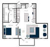 "A6" 1 Bedroom 1 Bath Floor Plan "A6" 1 Bedroom 1 Bath Floor Plan at The Alastair at Aria Village, Georgia, 30328