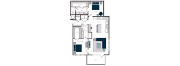 "B10" 2 Bedroom 2 Bath Floor Plan at The Alastair at Aria Village, Sandy Springs, GA