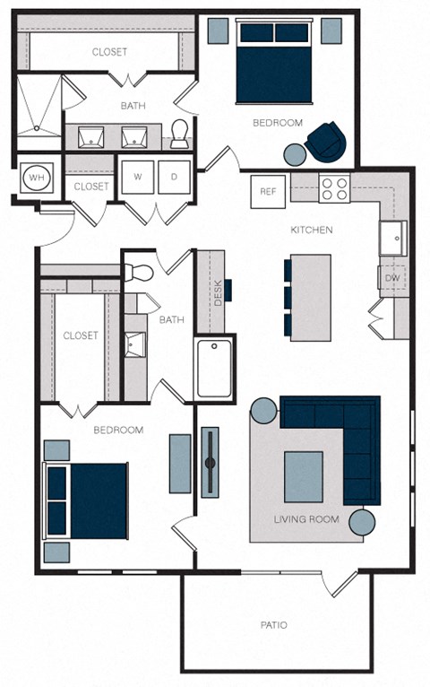 "B10" 2 Bedroom 2 Bath Floor Plan at The Alastair at Aria Village, Sandy Springs, GA