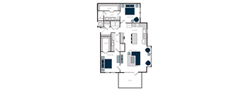 "B12" 2 Bedroom 2 Bath Floor Plan Layout at The Alastair at Aria Village, Sandy Springs, Georgia