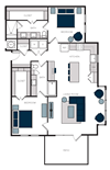 "B12" 2 Bedroom 2 Bath Floor Plan Layout "B12" 2 Bedroom 2 Bath Floor Plan Layout at The Alastair at Aria Village, Sandy Springs, Georgia