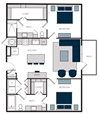 "B3" 2 Bedroom 2 Bath Floor Plan "B3" 2 Bedroom 2 Bath Floor Plan at The Alastair at Aria Village, Georgia, 30328