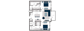 "B4" 2 Bedroom 2 Bath Floor Plan at The Alastair at Aria Village, Sandy Springs, GA, 30328