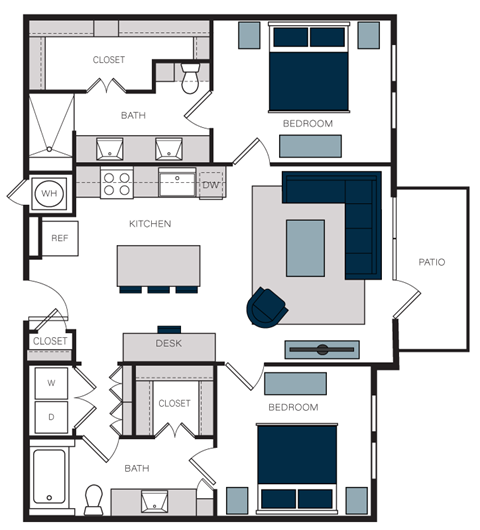 "B4" 2 Bedroom 2 Bath Floor Plan at The Alastair at Aria Village, Sandy Springs, GA, 30328