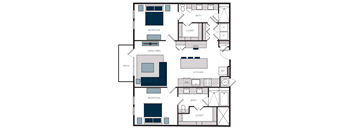 "B5" 2 Bedroom 2 Bath Floor Plan at The Alastair at Aria Village, Sandy Springs, GA