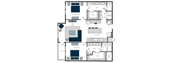 "B6" 2 Bedroom 2 Bath Floor Plan at The Alastair at Aria Village, Sandy Springs, 30328
