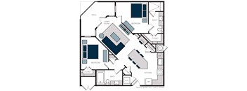 "B7.1" 2 Bedroom 2 Bath Floor Plan at The Alastair at Aria Village, Sandy Springs