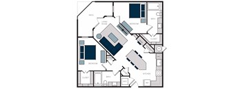 "B7" 2 Bedroom 2 Bath Floor Plan at The Alastair at Aria Village, Sandy Springs, Georgia
