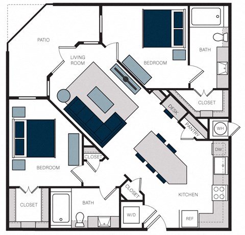 "B7" 2 Bedroom 2 Bath Floor Plan at The Alastair at Aria Village, Sandy Springs, Georgia