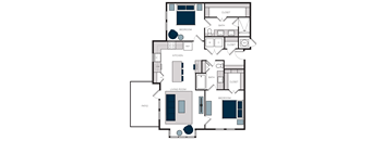 "B9" 2 Bedroom 2 Bath Floor Plan at The Alastair at Aria Village, Georgia, 30328