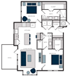 "B9" 2 Bedroom 2 Bath Floor Plan "B9" 2 Bedroom 2 Bath Floor Plan at The Alastair at Aria Village, Georgia, 30328