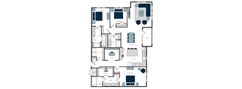 "C2" 3 Bedroom 3 Bath Floor Plan Layout at The Alastair at Aria Village, Georgia