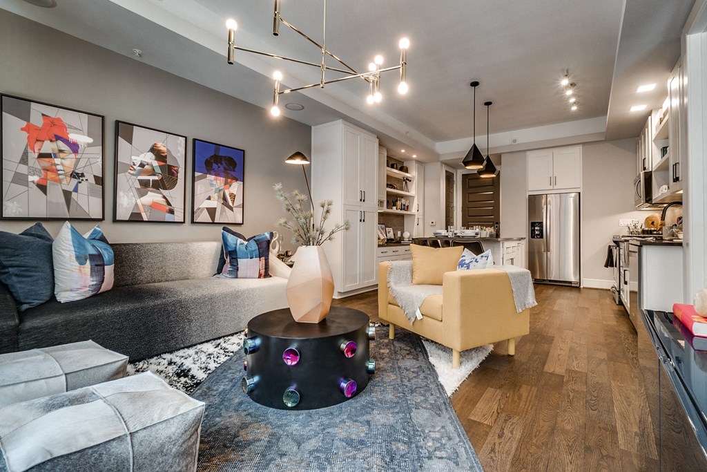 Living Room Come Kitchen View at The Hamilton, Dallas, Texas