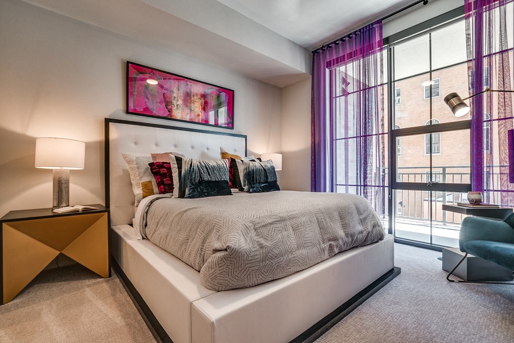 Beautiful Bright Bedroom With Wide Windows at The Hamilton, Dallas, 75226