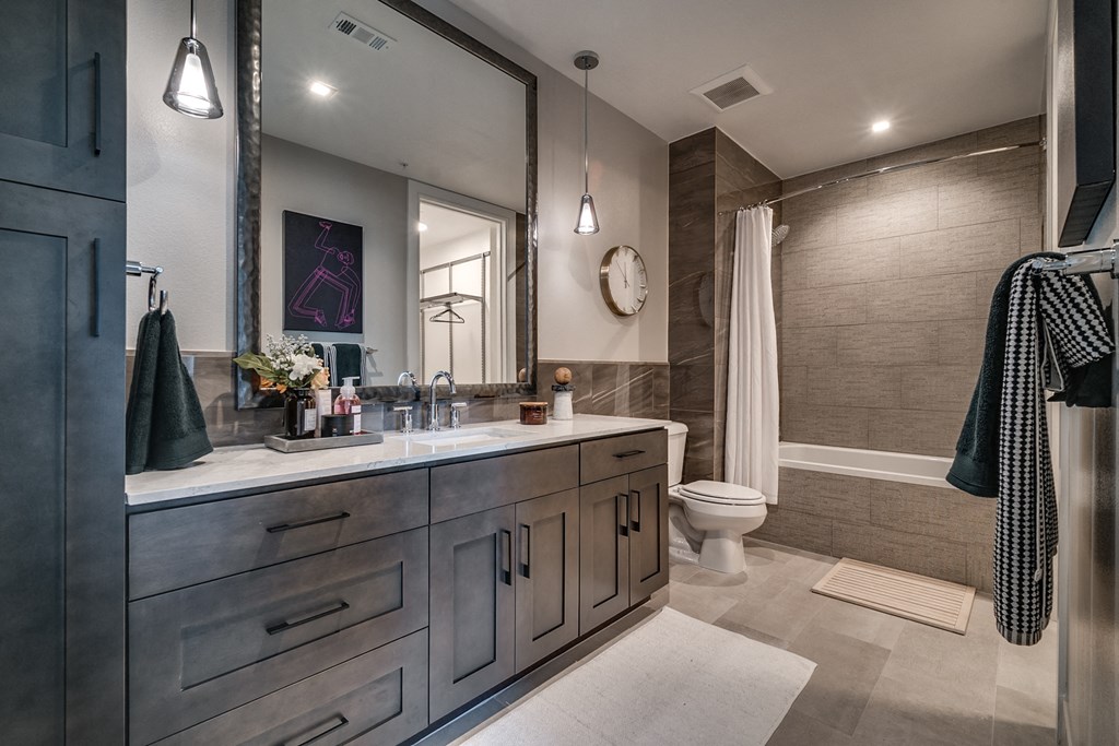 Designer Granite Countertops In All Bathrooms at The Hamilton, Texas