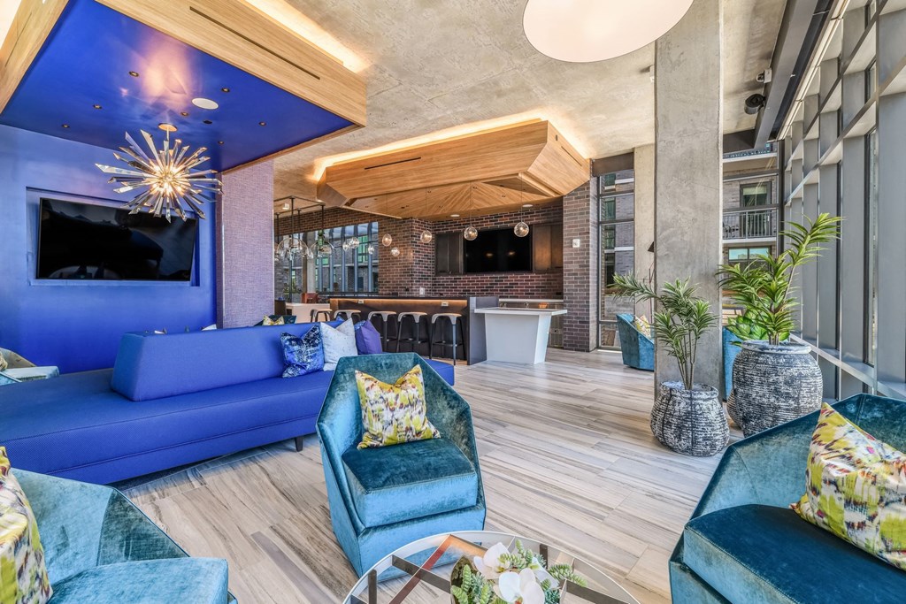 Resident Clubhouse Seating Area at The Hamilton at The Epic in Deep Ellum, Dallas, Texas, TX