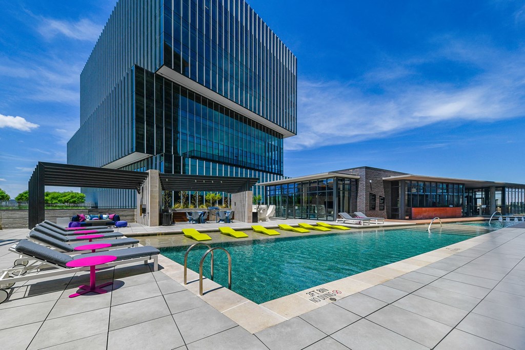 Office View from Pool Deck at The Hamilton at The Epic in Deep Ellum, Dallas, Texas, TX