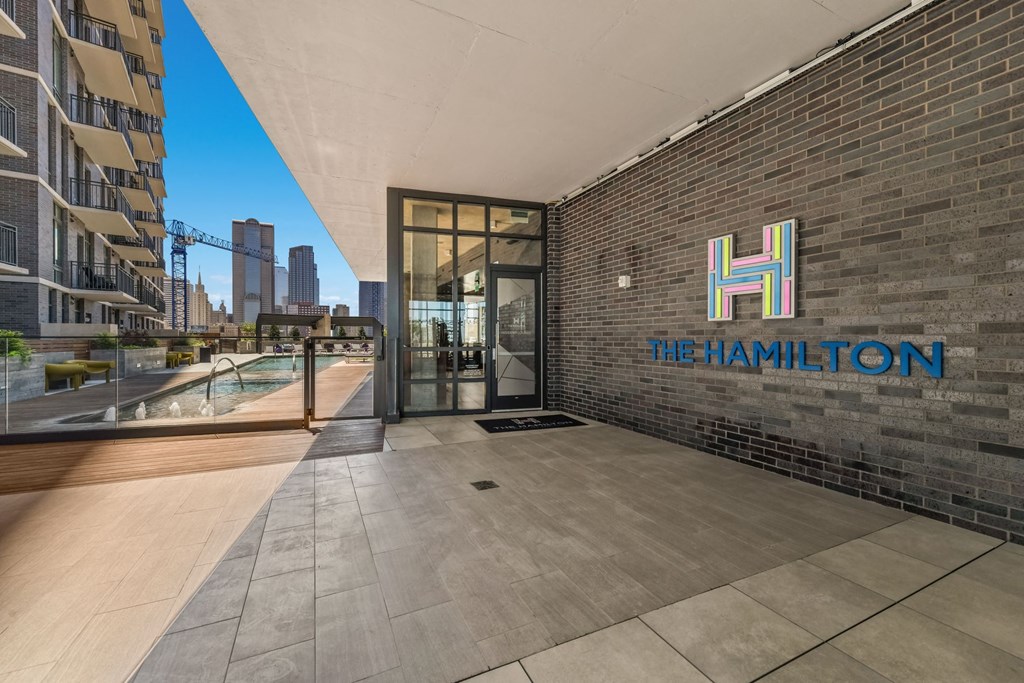 Resident Amenity Center Entrance at The Hamilton at The Epic in Deep Ellum, Dallas, Texas, TX