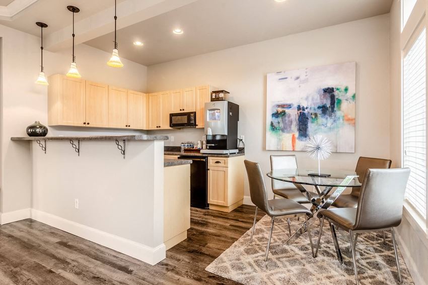 The Madison Apartments Clubhouse Kitchen & Coffee Bar Coffee Bar and Clubhouse Kitchen at The Madison Apartments in Olympia, Washington, WA - Photo Gallery