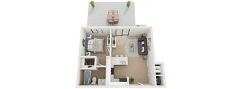 1 Bed 1 Bath Floor Plan at Twenty2 West, West Miami, Florida