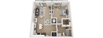 1 Bedroom 1 Bathroom Floor Plan at Twenty2 West, West Miami