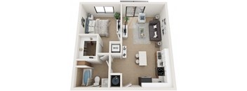 1 Bedroom 1 Bath Floor Plan at Twenty2 West, Florida