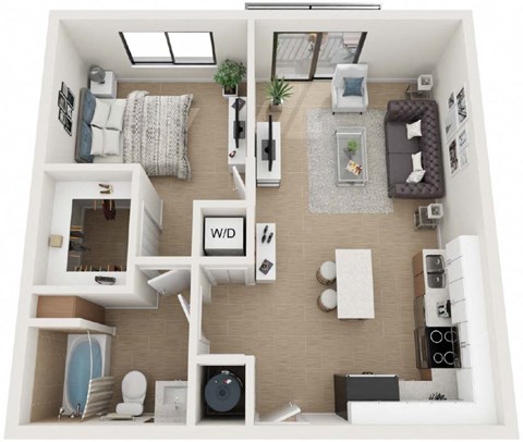 1 Bedroom 1 Bath Floor Plan at Twenty2 West, Florida