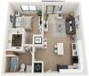 1 Bedroom 1 Bath Floor Plan 1 Bedroom 1 Bath Floor Plan at Twenty2 West, Florida