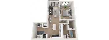 One Bed One Bath Floor Plan at Twenty2 West, Florida, 33155