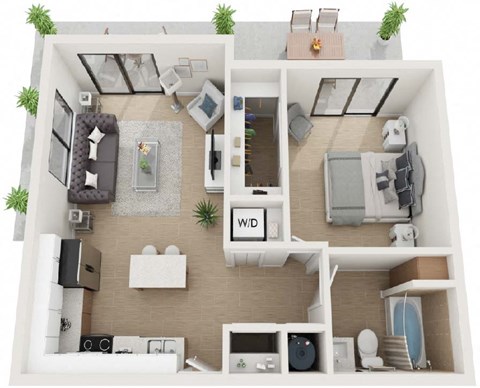 1 Bed 1 Bath Eighty5  Floor Plan at Twenty2 West, West Miami, FL, 33155