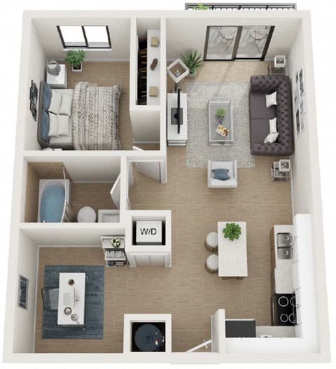 1 Bedroom 1 Bathroom Eighty6 Floor Plan at Twenty2 West, West Miami, FL