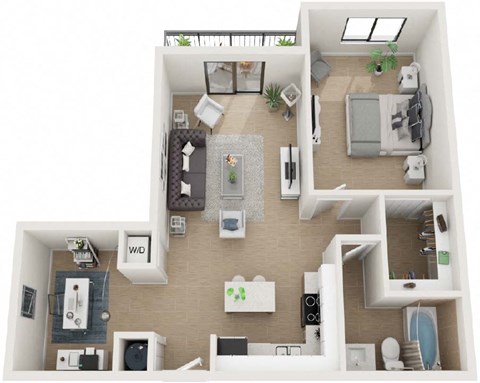1 Bed 1 Bath Eighty7 Floor Plan at Twenty2 West, West Miami, 33155