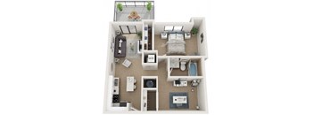 1 Bedroom 1 Bath Eighty8 Floor Plan at Twenty2 West, West Miami, Florida