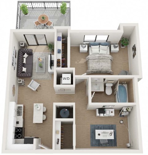 1 Bedroom 1 Bath Eighty8 Floor Plan at Twenty2 West, West Miami, Florida