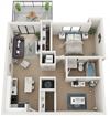 1 Bedroom 1 Bath Eighty8 Floor Plan 1 Bedroom 1 Bath Eighty8 Floor Plan at Twenty2 West, West Miami, Florida