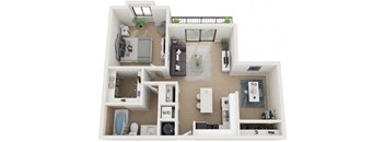 1 Bedroom 1 Bathroom Eighty9 Floor Plan at Twenty2 West, West Miami