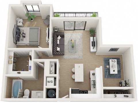 1 Bedroom 1 Bathroom Eighty9 Floor Plan at Twenty2 West, West Miami