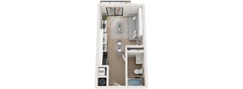 Studio Floor Plan at Twenty2 West, Florida, 33155