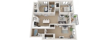 2 Bed 2 Bath Thirty1 Floor Plan at Twenty2 West, West Miami, FL, 33155