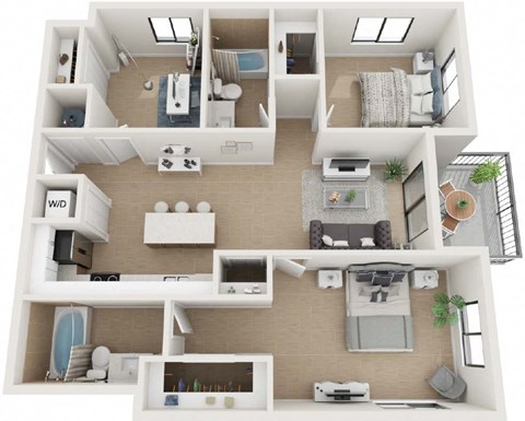 2 Bed 2 Bath Thirty1 Floor Plan at Twenty2 West, West Miami, FL, 33155