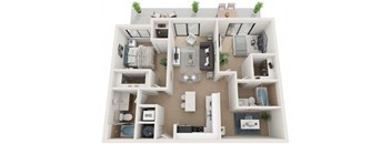 2 Bed 2 Bath Thirty3 Floor Plan at Twenty2 West, West Miami, 33155
