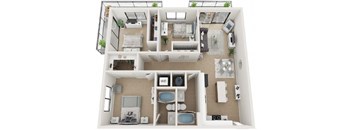 3 Bed 2 Bath Floor Plan at Twenty2 West, West Miami, Florida