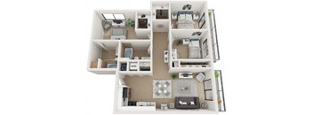3 Bedroom 2 Bathroom Floor Plan at Twenty2 West, Florida