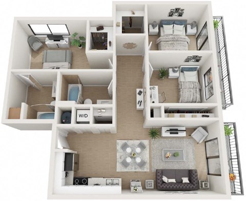 3 Bedroom 2 Bathroom Floor Plan at Twenty2 West, Florida