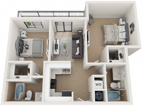 2 Bed 2 Bath Floor Plan at Twenty2 West, Florida