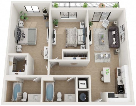 2 Bed 2 Bath Twenty4 Floor Plan at Twenty2 West, West Miami, FL