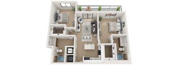 2 Bedroom 2 Bathroom Twenty5 Floor Plan at Twenty2 West, West Miami, 33155