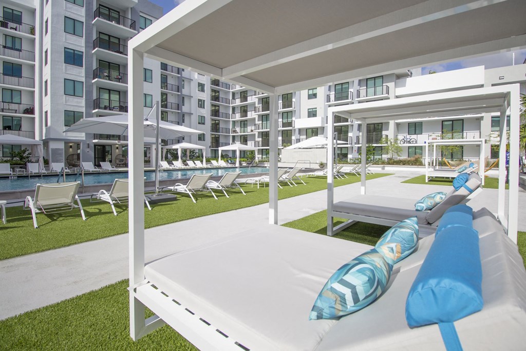 Outdoor Shaded Lounge Area at Twenty2 West, West Miami, FL