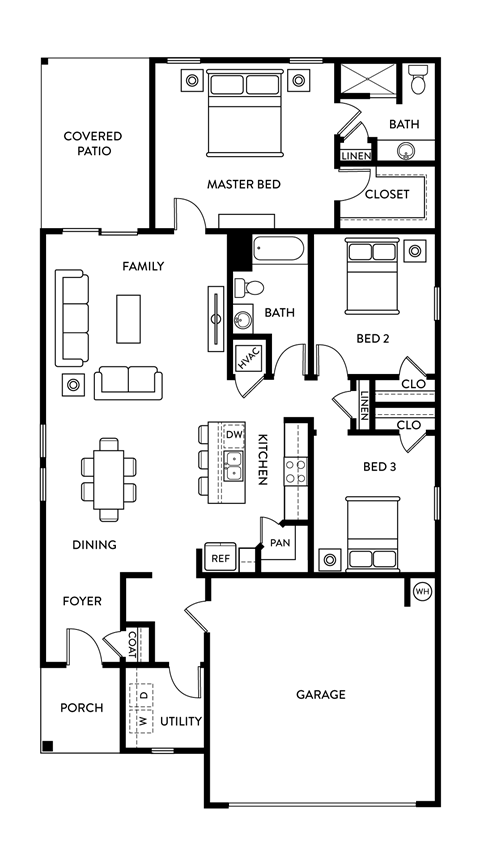 Ginkgo - 3 Bedroom 2 Bath 1,536 Sq. Ft. Floor Plan at Beacon at Vine Creek, Texas, 78660