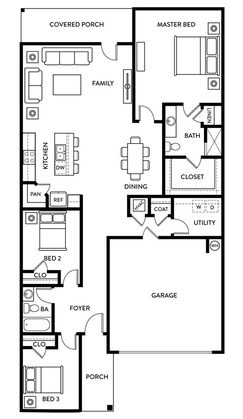 Magnolia - 3 Bedroom 2 Bath 1,662 Sq. Ft. Floor Plan at Beacon at Vine Creek, Pflugerville, TX, 78660
